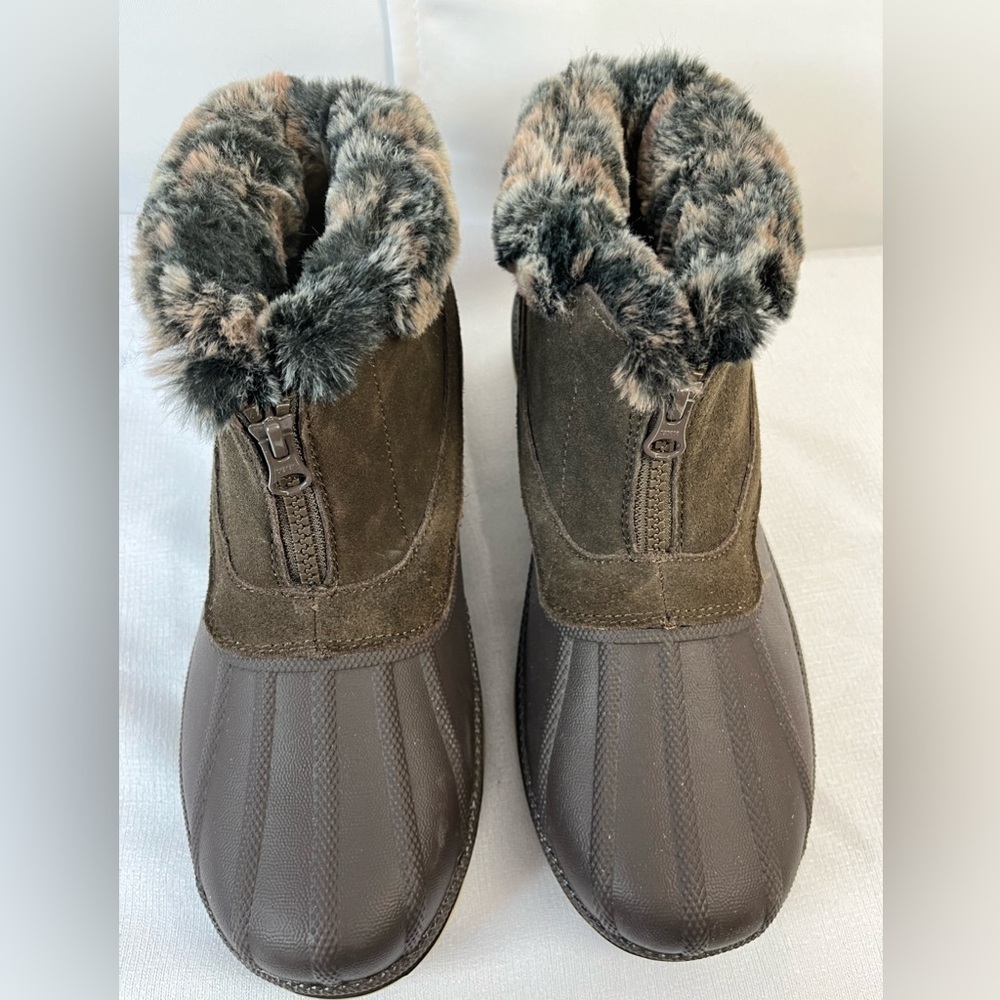 Propet Lumni Ankle Zip Snow Boot Womens Brown Rubber 10M(B) Waterproof New